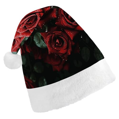 HKMNTGD Personalisierte Weihnachtsmannmütze, weicher Plüsch, individuelle Weihnachtsmannmütze, rote und schwarze Rose, bedruckt, Weihnachtsmützen für Erwachsene HKMNTGD Personalisierte Weihnachtsmannmütze, weicher Plüsch, individuelle Weihnachtsmannmütze, rote und schwarze Rose, bedruckt, Weihnachtsmützen für Erwachsene von HKMNTGD