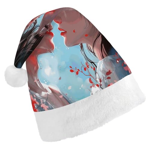 HKMNTGD Personalisierte Weihnachtsmannmütze, weicher Plüsch, personalisierbar, Anime-Stil, Paar, bedruckt, Weihnachtsmützen für Erwachsene HKMNTGD Personalisierte Weihnachtsmannmütze, weicher Plüsch, personalisierbar, Anime-Stil, Paar, bedruckt, Weihnachtsmützen für Erwachsene von HKMNTGD