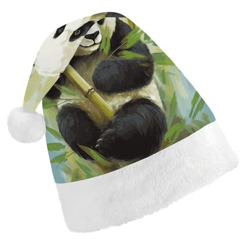 HKMNTGD Personalisierte Weihnachtsmannmütze, weicher Plüsch, personalisierbar, Bambus mit Panda-Druck, Weihnachtsmützen für Erwachsene HKMNTGD Personalisierte Weihnachtsmannmütze, weicher Plüsch, personalisierbar, Bambus mit Panda-Druck, Weihnachtsmützen für Erwachsene von HKMNTGD
