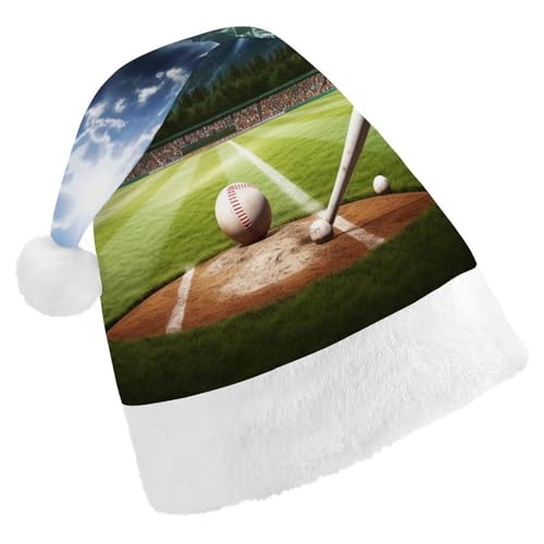 HKMNTGD Personalisierte Weihnachtsmannmütze, weicher Plüsch, personalisierbar, Baseball-Sportplatz, bedruckt, Weihnachtsmützen für Erwachsene HKMNTGD Personalisierte Weihnachtsmannmütze, weicher Plüsch, personalisierbar, Baseball-Sportplatz, bedruckt, Weihnachtsmützen für Erwachsene von HKMNTGD