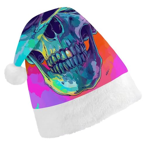 HKMNTGD Personalisierte Weihnachtsmannmütze, weicher Plüsch, personalisierbar, Cartoon-Stil, Totenkopf-Druck, Weihnachtsmützen für Erwachsene HKMNTGD Personalisierte Weihnachtsmannmütze, weicher Plüsch, personalisierbar, Cartoon-Stil, Totenkopf-Druck, Weihnachtsmützen für Erwachsene von HKMNTGD