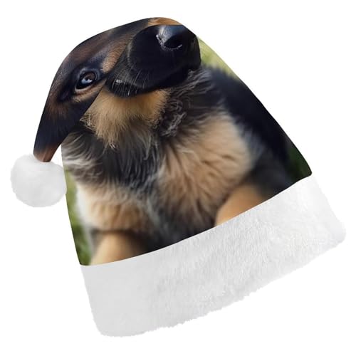 HKMNTGD Personalisierte Weihnachtsmannmütze, weicher Plüsch, personalisierbar, Deutscher Schäferhund, Welpe, bedruckt, Weihnachtsmützen für Erwachsene HKMNTGD Personalisierte Weihnachtsmannmütze, weicher Plüsch, personalisierbar, Deutscher Schäferhund, Welpe, bedruckt, Weihnachtsmützen für Erwachsene von HKMNTGD