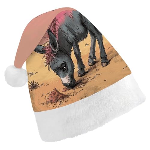 HKMNTGD Personalisierte Weihnachtsmannmütze, weicher Plüsch, personalisierbar, Esel isst Sanddruck, Weihnachtsmützen für Erwachsene HKMNTGD Personalisierte Weihnachtsmannmütze, weicher Plüsch, personalisierbar, Esel isst Sanddruck, Weihnachtsmützen für Erwachsene von HKMNTGD