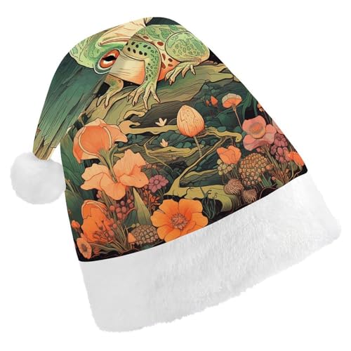 HKMNTGD Personalisierte Weihnachtsmannmütze, weicher Plüsch, personalisierbar, Frosch auf Berg, bedruckte Weihnachtsmützen für Erwachsene HKMNTGD Personalisierte Weihnachtsmannmütze, weicher Plüsch, personalisierbar, Frosch auf Berg, bedruckte Weihnachtsmützen für Erwachsene von HKMNTGD