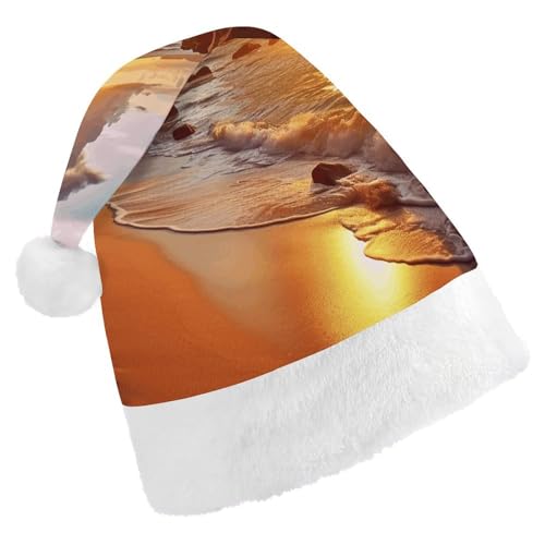 HKMNTGD Personalisierte Weihnachtsmannmütze, weicher Plüsch, personalisierbar, Motiv: tropischer Strand bei Sonnenuntergang, bedruckt, Weihnachtsmützen für Erwachsene HKMNTGD Personalisierte Weihnachtsmannmütze, weicher Plüsch, personalisierbar, Motiv: tropischer Strand bei Sonnenuntergang, bedruckt, Weihnachtsmützen für Erwachsene von HKMNTGD
