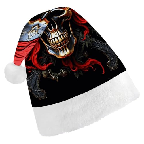HKMNTGD Personalisierte Weihnachtsmannmütze, weicher Plüsch, personalisierbar, Piratenschädel-Druck, Weihnachtsmützen für Erwachsene HKMNTGD Personalisierte Weihnachtsmannmütze, weicher Plüsch, personalisierbar, Piratenschädel-Druck, Weihnachtsmützen für Erwachsene von HKMNTGD