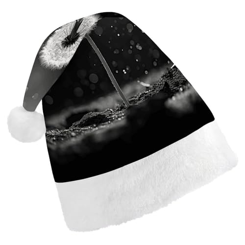 HKMNTGD Personalisierte Weihnachtsmannmütze, weicher Plüsch, personalisierbar, Pusteblumen-Motiv, schwarz und weiß, bedruckt, Weihnachtsmützen für Erwachsene HKMNTGD Personalisierte Weihnachtsmannmütze, weicher Plüsch, personalisierbar, Pusteblumen-Motiv, schwarz und weiß, bedruckt, Weihnachtsmützen für Erwachsene von HKMNTGD