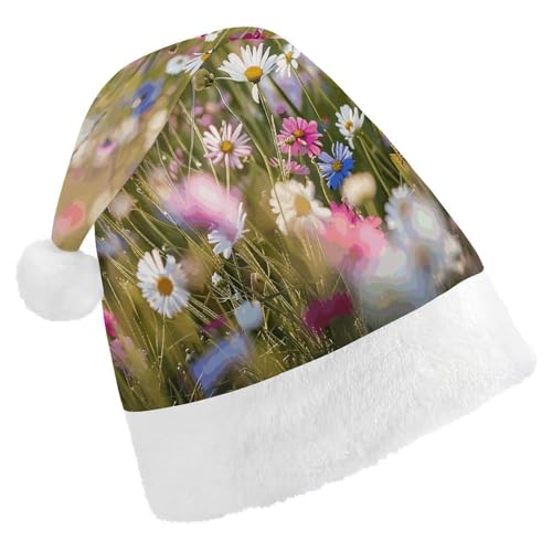 HKMNTGD Personalisierte Weihnachtsmannmütze, weicher Plüsch, personalisierbar, Weihnachtsmannmütze, Blumen im Feld, bedruckt, Weihnachtsmützen für Erwachsene HKMNTGD Personalisierte Weihnachtsmannmütze, weicher Plüsch, personalisierbar, Weihnachtsmannmütze, Blumen im Feld, bedruckt, Weihnachtsmützen für Erwachsene von HKMNTGD