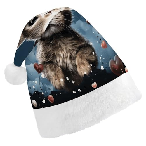 HKMNTGD Personalisierte Weihnachtsmannmütze, weicher Plüsch, personalisierbar, Weihnachtsmannmütze, Herzform und Hasen-Druck, Weihnachtsmützen für Erwachsene HKMNTGD Personalisierte Weihnachtsmannmütze, weicher Plüsch, personalisierbar, Weihnachtsmannmütze, Herzform und Hasen-Druck, Weihnachtsmützen für Erwachsene von HKMNTGD