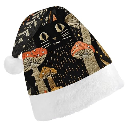 HKMNTGD Personalisierte Weihnachtsmannmütze, weicher Plüsch, personalisierbar, Weihnachtsmannmütze, Katzen und Pilze, bedruckt, Weihnachtsmützen für Erwachsene HKMNTGD Personalisierte Weihnachtsmannmütze, weicher Plüsch, personalisierbar, Weihnachtsmannmütze, Katzen und Pilze, bedruckt, Weihnachtsmützen für Erwachsene von HKMNTGD