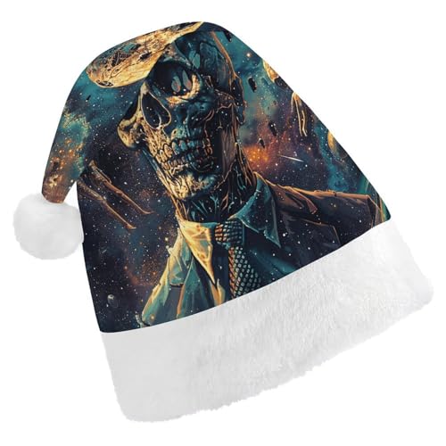 HKMNTGD Personalisierte Weihnachtsmannmütze, weicher Plüsch, personalisierbar, Weihnachtsmannmütze, Totenkopfgesicht, Mann im Weltraum, bedruckt, Weihnachtsmützen für Erwachsene HKMNTGD Personalisierte Weihnachtsmannmütze, weicher Plüsch, personalisierbar, Weihnachtsmannmütze, Totenkopfgesicht, Mann im Weltraum, bedruckt, Weihnachtsmützen für Erwachsene von HKMNTGD