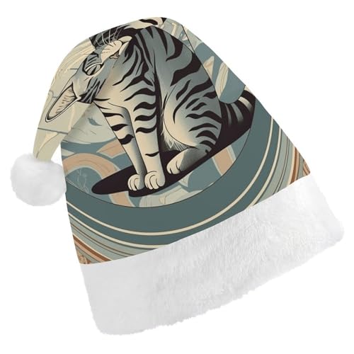 HKMNTGD Personalisierte Weihnachtsmannmütze, weicher Plüsch, personalisierbar, graue getigerte Katze, bedruckt, Weihnachtsmützen für Erwachsene HKMNTGD Personalisierte Weihnachtsmannmütze, weicher Plüsch, personalisierbar, graue getigerte Katze, bedruckt, Weihnachtsmützen für Erwachsene von HKMNTGD