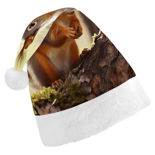 HKMNTGD Personalisierte Weihnachtsmannmütze, weicher Plüsch, personalisierbar, lustiger Eichhörnchen-Druck, Weihnachtsmützen für Erwachsene HKMNTGD Personalisierte Weihnachtsmannmütze, weicher Plüsch, personalisierbar, lustiger Eichhörnchen-Druck, Weihnachtsmützen für Erwachsene von HKMNTGD