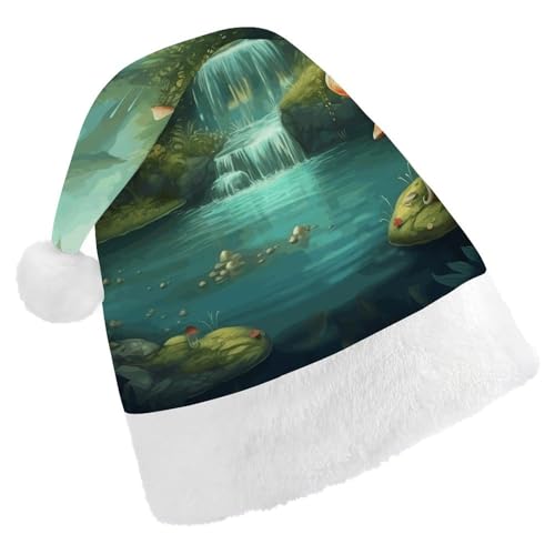 HKMNTGD Personalisierte Weihnachtsmannmütze, weicher Plüsch, personalisierbar, mit Blick auf Fantasie, Fluss, Pilz, bedruckt, Weihnachtsmützen für Erwachsene HKMNTGD Personalisierte Weihnachtsmannmütze, weicher Plüsch, personalisierbar, mit Blick auf Fantasie, Fluss, Pilz, bedruckt, Weihnachtsmützen für Erwachsene von HKMNTGD