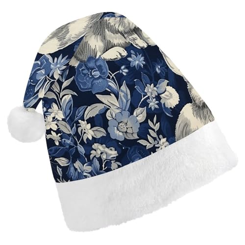 HKMNTGD Personalisierte Weihnachtsmannmütze, weicher Plüsch, personalisierbar, mit Hasenstrauß bedruckt, Weihnachtsmützen für Erwachsene HKMNTGD Personalisierte Weihnachtsmannmütze, weicher Plüsch, personalisierbar, mit Hasenstrauß bedruckt, Weihnachtsmützen für Erwachsene von HKMNTGD