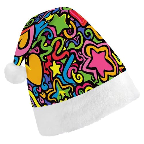 HKMNTGD Personalisierte Weihnachtsmannmütze, weicher Plüsch, personalisierbar, mit Kritzeleien und Linien bedruckt, Weihnachtsmützen für Erwachsene HKMNTGD Personalisierte Weihnachtsmannmütze, weicher Plüsch, personalisierbar, mit Kritzeleien und Linien bedruckt, Weihnachtsmützen für Erwachsene von HKMNTGD