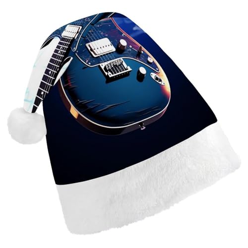 HKMNTGD Personalisierte Weihnachtsmannmütze, weicher Plüsch, personalisierbar, mit blauer Gitarre, Weihnachtsmützen für Erwachsene HKMNTGD Personalisierte Weihnachtsmannmütze, weicher Plüsch, personalisierbar, mit blauer Gitarre, Weihnachtsmützen für Erwachsene von HKMNTGD