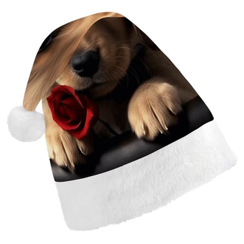 HKMNTGD Personalisierte Weihnachtsmannmütze, weicher Plüsch, personalisierbar, niedlicher Hund, bedruckt, Weihnachtsmütze für Erwachsene HKMNTGD Personalisierte Weihnachtsmannmütze, weicher Plüsch, personalisierbar, niedlicher Hund, bedruckt, Weihnachtsmütze für Erwachsene von HKMNTGD
