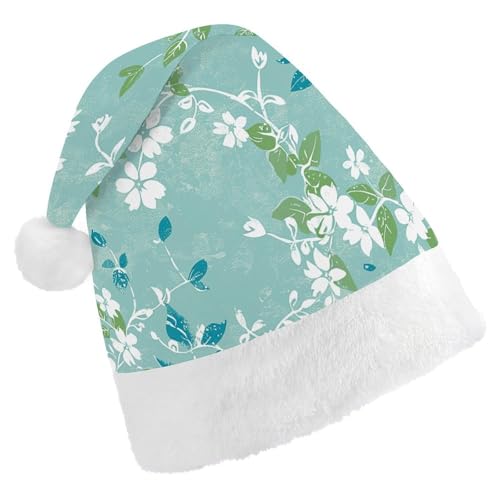HKMNTGD Personalisierte Weihnachtsmannmütze, weicher Plüsch, personalisierbar, weißes Blumenmuster, bedruckt, Weihnachtsmützen für Erwachsene HKMNTGD Personalisierte Weihnachtsmannmütze, weicher Plüsch, personalisierbar, weißes Blumenmuster, bedruckt, Weihnachtsmützen für Erwachsene von HKMNTGD