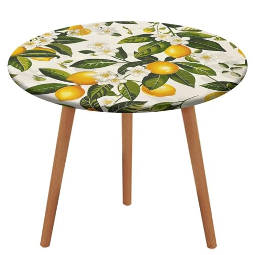 HKMNTGD Runde Tischdecke mit Gummizug, 120 cm, Zitronen und Blumen, bedruckt, rund, für den Außenbereich, Terrasse, runde Tischdecke HKMNTGD Runde Tischdecke mit Gummizug, 120 cm, Zitronen und Blumen, bedruckt, rund, für den Außenbereich, Terrasse, runde Tischdecke von HKMNTGD