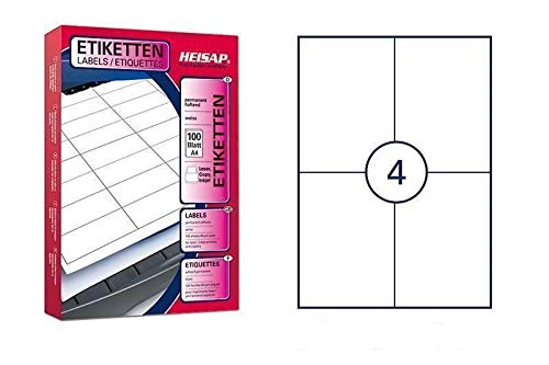 800 Bogenetiketten 105 x 148,5mm DIN A4 Universal-Aufkleber - 200 Bögen von HKR-Welt