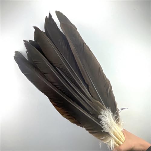 HKSDKABOP Handwerksdekoration mit Federn, 10er-Packung Adlerfedern for Basteln und Dekorieren, Mehrfarbig, 40–60 cm(Natural,40-50cm 16-20inch) von HKSDKABOP