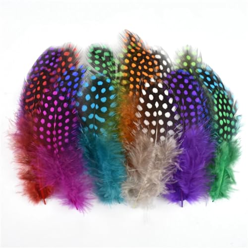 HKSDKABOP Handwerksdekoration mit Federn, 50 Stück Perlhuhn- und Fasanenfedern mit Perlfleck, gefärbt, 5,1–10,2 cm, Mehrfarbig(Mixed Colors) von HKSDKABOP