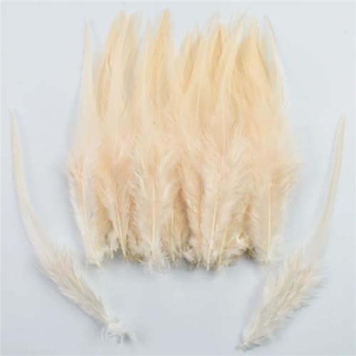 HKSDKABOP Handwerksdekoration mit Federn, Fasanenfedern for Basteln und Fliegenbinden, Mehrfarbig, 10,2–15,2 cm, 100 Stück(Champagne) von HKSDKABOP