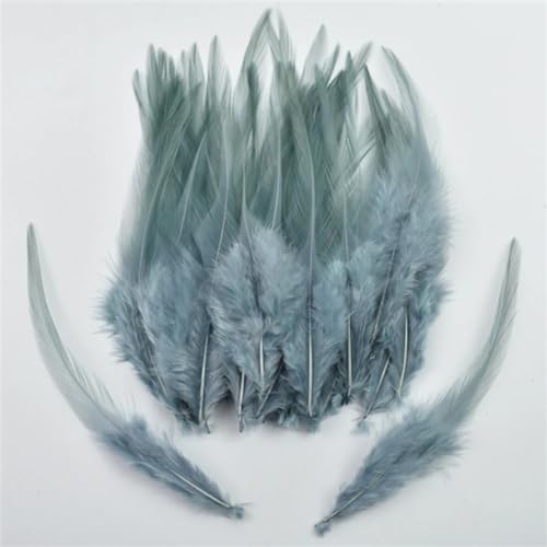 HKSDKABOP Handwerksdekoration mit Federn, Fasanenfedern for Basteln und Fliegenbinden, Mehrfarbig, 10,2–15,2 cm, 100 Stück(Gray9 Blue) von HKSDKABOP