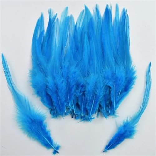 HKSDKABOP Handwerksdekoration mit Federn, Fasanenfedern for Basteln und Fliegenbinden, Mehrfarbig, 10,2–15,2 cm, 100 Stück(Lake Blue) von HKSDKABOP
