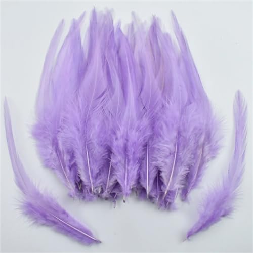 HKSDKABOP Handwerksdekoration mit Federn, Fasanenfedern for Basteln und Fliegenbinden, Mehrfarbig, 10,2–15,2 cm, 100 Stück(Light Purple) von HKSDKABOP