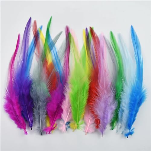 HKSDKABOP Handwerksdekoration mit Federn, Fasanenfedern for Basteln und Fliegenbinden, Mehrfarbig, 10,2–15,2 cm, 100 Stück(Mix Random Colors) von HKSDKABOP
