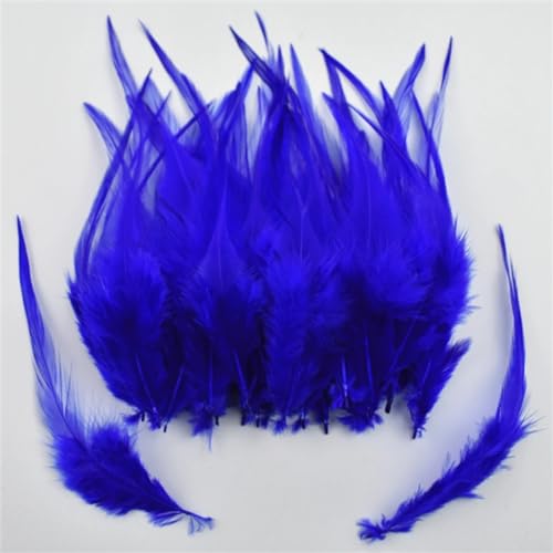 HKSDKABOP Handwerksdekoration mit Federn, Fasanenfedern for Basteln und Fliegenbinden, Mehrfarbig, 10,2–15,2 cm, 100 Stück(Royal Blue) von HKSDKABOP