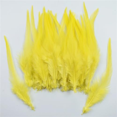HKSDKABOP Handwerksdekoration mit Federn, Fasanenfedern for Basteln und Fliegenbinden, Mehrfarbig, 10,2–15,2 cm, 100 Stück(Yelllow) von HKSDKABOP