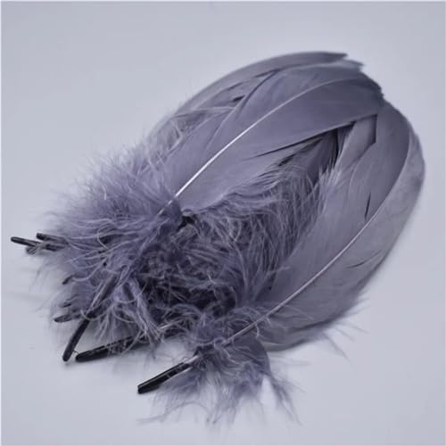 HKSDKABOP Handwerksdekoration mit Federn, Gänsefedern, 20 Stück, Mehrfarbig, 12,7–17,8 cm, for Basteln, for Hochzeiten, Dekoration, Fliegenbinden(Dark Gray9) von HKSDKABOP