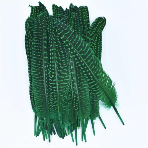 HKSDKABOP Handwerksdekoration mit Federn, Gefleckte Hühnerfedern mit Perlen, 15,2–20,3 cm, Mehrfarbig, in Mehreren Größen, for Basteln(Grass Gn,10 Piece) von HKSDKABOP