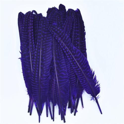HKSDKABOP Handwerksdekoration mit Federn, Gefleckte Hühnerfedern mit Perlen, 15,2–20,3 cm, Mehrfarbig, in Mehreren Größen, for Basteln(Purple,50 Piece) von HKSDKABOP