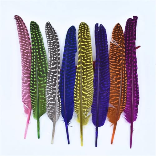 HKSDKABOP Handwerksdekoration mit Federn, Gefleckte Hühnerfedern mit Perlen, 15,2–20,3 cm, Mehrfarbig, in Mehreren Größen, for Basteln(Randomly Mix Colors,200 Piece) von HKSDKABOP
