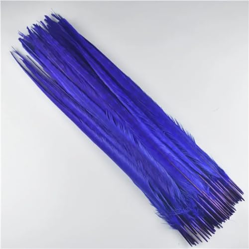 HKSDKABOP Handwerksdekoration mit Federn, Natürliche Ringneck Fasan Federn 40-45cm Multicolor Mehrere Mengen Handwerk Dekor(Royal Blue,50 Piece) von HKSDKABOP