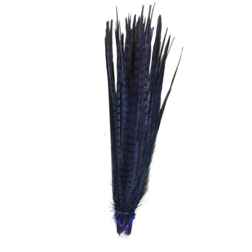 HKSDKABOP Handwerksdekoration mit Federn, Natürliche Ringneck Fasan Federn 40-45cm Multicolor Mehrere Mengen Handwerk Dekor(Royal Blue1,100 Piece) von HKSDKABOP