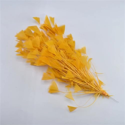 HKSDKABOP Handwerksdekoration mit Federn, Natürliche Truthahn-, Gans-, Fasanen-, Straußen-, Pfauenfedern, Federblumen, 1 Bund, Mehrfarbig, for Basteln, Schmuck, Hochzeitsdekorationen(Golden) von HKSDKABOP