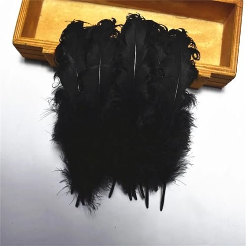 HKSDKABOP Handwerksdekoration mit Federn, Packung mit 20 Spire Gans Federn Multicolor 10-15cm DIY Handwerk Hochzeit Party Decor(Black) von HKSDKABOP