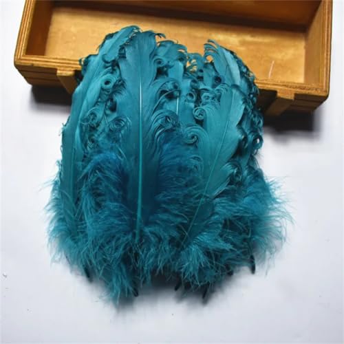 HKSDKABOP Handwerksdekoration mit Federn, Packung mit 20 Spire Gans Federn Multicolor 10-15cm DIY Handwerk Hochzeit Party Decor(Lake Blue) von HKSDKABOP