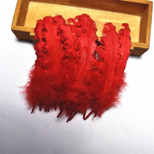 HKSDKABOP Handwerksdekoration mit Federn, Packung mit 20 Spire Gans Federn Multicolor 10-15cm DIY Handwerk Hochzeit Party Decor(Red) von HKSDKABOP