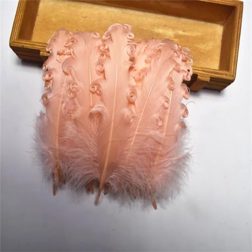 HKSDKABOP Handwerksdekoration mit Federn, Packung mit 20 Spire Gans Federn Multicolor 10-15cm DIY Handwerk Hochzeit Party Decor(Shell Pink) von HKSDKABOP
