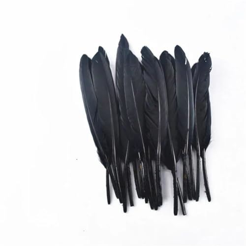 HKSDKABOP Handwerksdekoration mit Federn, Packung mit 20 schwarzen Fasanenfedern, Entenfedern, Straußenfedern, Truthahnfedern, Gänsefedern for Fliegenbinden von Traumfängern(13-16cm 5-6inch) von HKSDKABOP