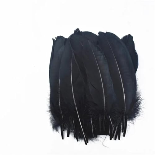 HKSDKABOP Handwerksdekoration mit Federn, Packung mit 20 schwarzen Fasanenfedern, Entenfedern, Straußenfedern, Truthahnfedern, Gänsefedern for Fliegenbinden von Traumfängern(15-20cm 6-8inch1) von HKSDKABOP