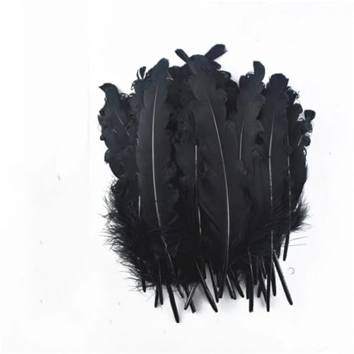 HKSDKABOP Handwerksdekoration mit Federn, Packung mit 20 schwarzen Fasanenfedern, Entenfedern, Straußenfedern, Truthahnfedern, Gänsefedern for Fliegenbinden von Traumfängern(15-20cm 6-8inch4) von HKSDKABOP