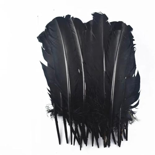 HKSDKABOP Handwerksdekoration mit Federn, Packung mit 20 schwarzen Fasanenfedern, Entenfedern, Straußenfedern, Truthahnfedern, Gänsefedern for Fliegenbinden von Traumfängern(25-30cm 10-12inch) von HKSDKABOP
