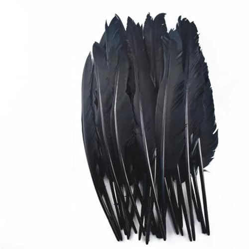 HKSDKABOP Handwerksdekoration mit Federn, Packung mit 20 schwarzen Fasanenfedern, Entenfedern, Straußenfedern, Truthahnfedern, Gänsefedern for Fliegenbinden von Traumfängern(28-32cm 11-13inch1) von HKSDKABOP